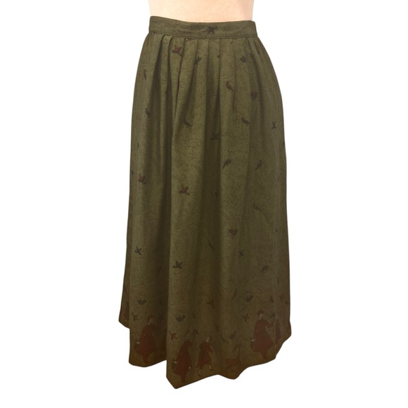 Vintage midi skirt Womens size 6 cottagecore folkcore peasant boho artsy green - Picture 8 of 16